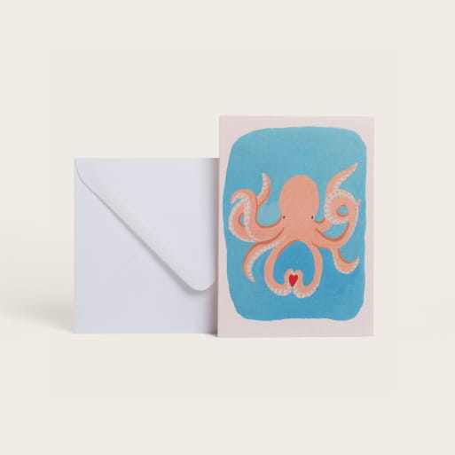 Octopus in love card