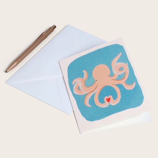 Octopus in love card