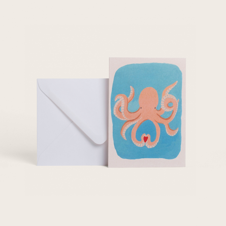 Octopus in love card