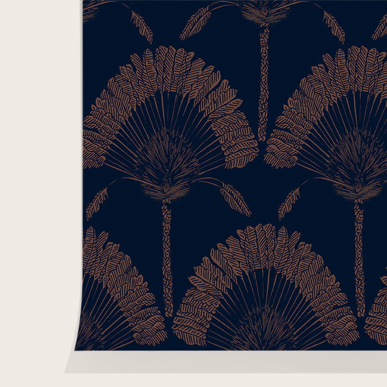 Papier peint palmes nuit