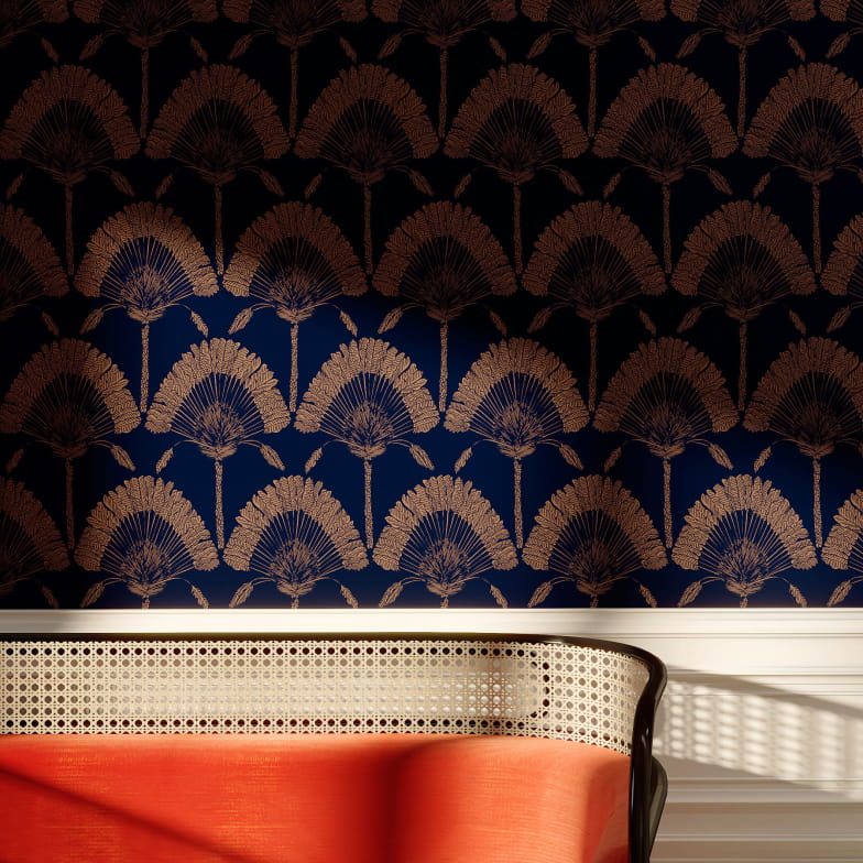 Papier peint palmes nuit