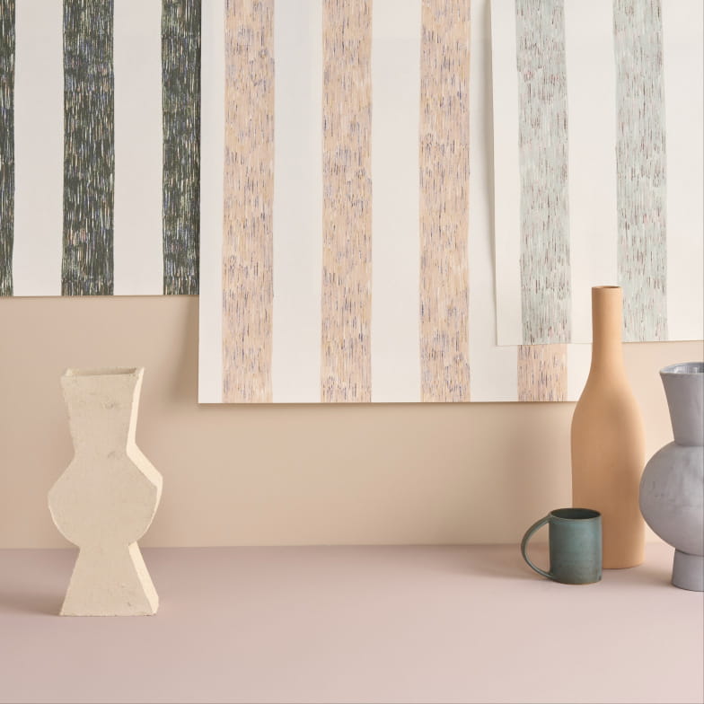 Papier peint lignes poudre